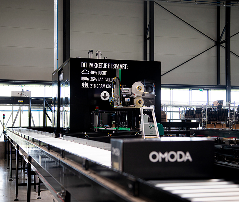 Omoda packaging line with Ranpak automation machines